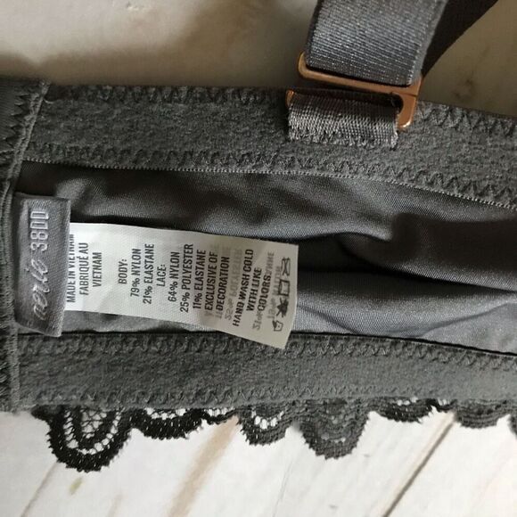 Aerie plunge push up bra Size 38DD underwire gray lace - Picture 5 of 5